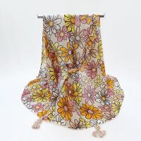 Polyester Frauen Schal, Gedruckt, Floral, Gelb,  Stück