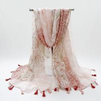Voile Fabric Easy Matching Women Scarf dustproof & thermal printed floral pink PC