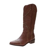 PU Leather & Gauze Boots & thermal Rubber Plastic Injection brown Pair