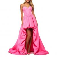 Polyester Waist-controlled Long Evening Dress backless Solid pink PC