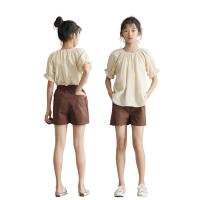 Cotton Girl Clothes Set & two piece suspender pant & top patchwork Solid two different colored Set