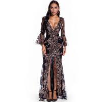 Polyester Slim & front slit Sexy Package Hip Dresses deep V & backless patchwork Others PC