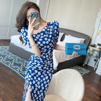 Polyester Waist-controlled & Slim & front slit & High Waist Sexy Package Hip Dresses patchwork Others PC