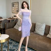 Polyester Waist-controlled & Slim & High Waist Sexy Package Hip Dresses see through look patchwork Others PC