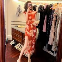Polyester Waist-controlled & High Waist Sexy Package Hip Dresses printed Others red PC