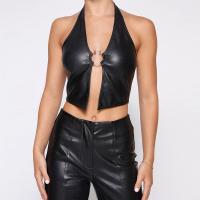 PU Leather Waist-controlled & High Waist Tank Top midriff-baring patchwork Others PC