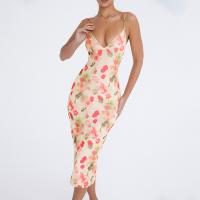 Polyester Waist-controlled & High Waist Sexy Package Hip Dresses deep V printed Others multi-colored PC