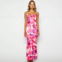 PU Leather Waist-controlled & High Waist Sexy Package Hip Dresses backless printed Others fuchsia PC