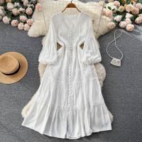 Polyester One-piece Dress slimming & deep V Solid PC