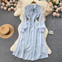 Polyester long style One-piece Dress large hem design Solid : PC