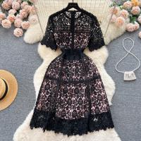 Lace Slim One-piece Dress & hollow Solid PC