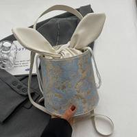 Cloth & PU Leather Easy Matching & Bucket Bag Handbag attached with hanging strap PC