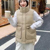 Polyester Women Vest & loose & thermal & with pocket Solid PC