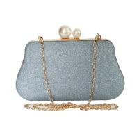 PU Leather & Polyester Easy Matching Clutch Bag Plastic Pearl light blue PC