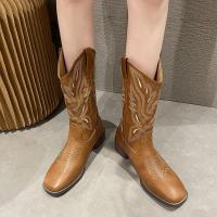 PU Leather Boots mid length tube & thermal Rubber Plastic Injection Pair