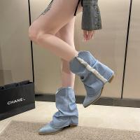 Mesh Fabric & Cloth & Gauze Boots & thermal Rubber Plastic Injection blue Pair