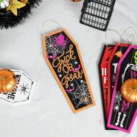 Holz Halloween hängende Ornamente, unterschiedliche Farbe und Muster für die Wahl,  Stück