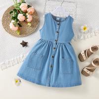 Polyester Slim Girl Clothes Set patchwork Solid blue PC