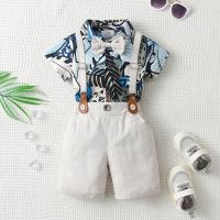 Cotton Boy Clothing Set & two piece suspender pant & top patchwork Others Set