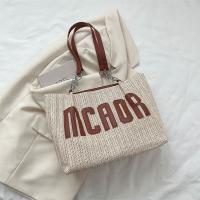 Straw Woven Shoulder Bag large capacity & soft surface letter PC