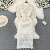 Lace Waist-controlled Sexy Package Hip Dresses slimming Solid white PC