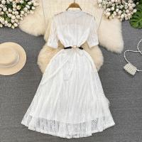 Lace Waist-controlled One-piece Dress large hem design & slimming Solid PC
