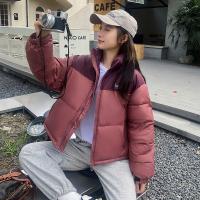 Polyester Women Parkas & loose & thermal & with pocket patchwork PC
