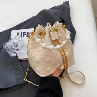 PU Leather Easy Matching & Bucket Bag Crossbody Bag Plastic Pearl Argyle PC