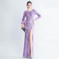 Sequin & Polyester Slim & Mermaid Long Evening Dress side slit PC