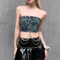 Polyester & Cotton Tube Top midriff-baring & skinny green PC