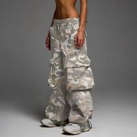 Polyester Women Long Trousers & loose camouflage green PC