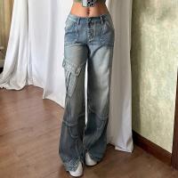 Fibra de viscosa & Poliéster & Algodón Mujer Jeans, azul,  trozo