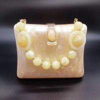Acrylic hard-surface & Easy Matching Clutch Bag with chain Apricot PC