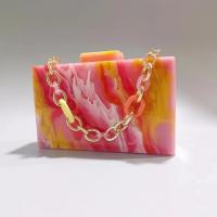 Acrylic hard-surface & Easy Matching Clutch Bag with chain orange PC