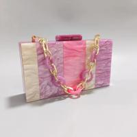 Acrylic hard-surface & Easy Matching Clutch Bag with chain striped PC