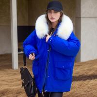 Polyester with detachable fur collar & long style Women Parkas & thermal Solid PC