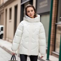 Polyester Straight Women Parkas & with detachable hat & thermal Solid PC