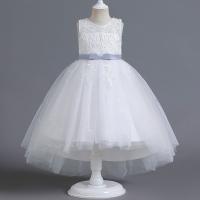 Polyester Princess Girl One-piece Dress & short front long back Solid white PC