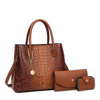 PU Leather Easy Matching Bag Suit with hanging ornament & large capacity & soft surface & attached with hanging strap & three piece crocodile grain Set