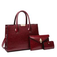 PU Leather Concise & Easy Matching Bag Suit large capacity & soft surface & attached with hanging strap & three piece Solid Set