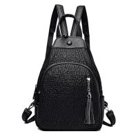 PU Leather Concise & Easy Matching Backpack large capacity & soft surface Solid black PC