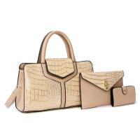 PU Leather Concise & Easy Matching Bag Suit large capacity & soft surface & attached with hanging strap & three piece crocodile grain Set