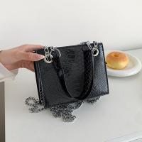 PU Leather Shoulder Bag with chain & lacquer finish snakeskin pattern PC