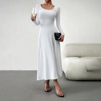 Polyester Waist-controlled One-piece Dress deep V & breathable Solid PC