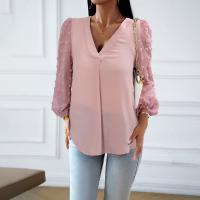 Polyester Women Long Sleeve Blouses see through look & slimming & breathable printed Solid PC