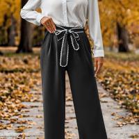 Polyester Wide Leg Trousers Women Long Trousers & loose & breathable Solid PC