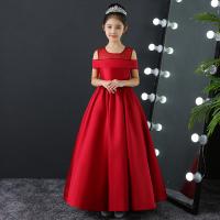 Polyester Princess & Ball Gown Girl One-piece Dress patchwork Solid red PC