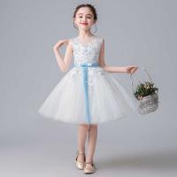 Polyester Princess & Ball Gown Girl One-piece Dress  patchwork Solid white PC