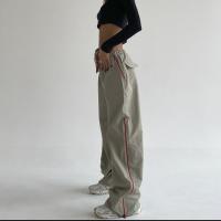 Cotton bell-bottom Women Long Trousers slimming patchwork Solid khaki PC