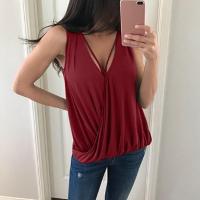 Polyester Plus Size Tank Top deep V patchwork Solid PC